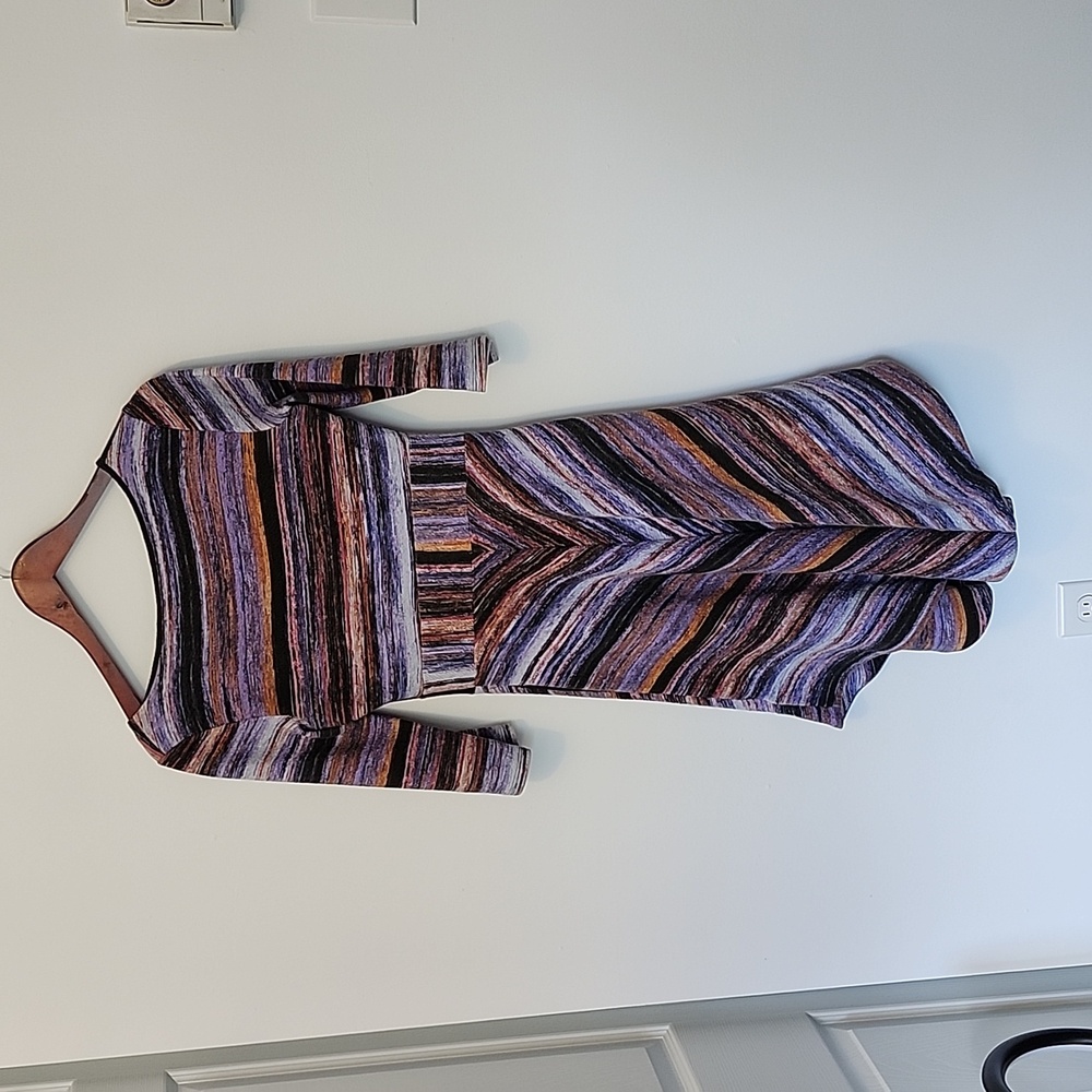 Maeve size XS patterned stretch 3/4 sleeve asymmetrical hem dress excellent cond - Picture 6 of 6